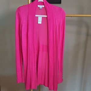 White House Black Market Bright Pink Open-Front Cardigan